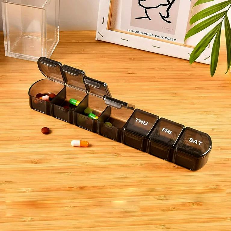 Medicine dispenser for 1 week with large compartments black - Image 6