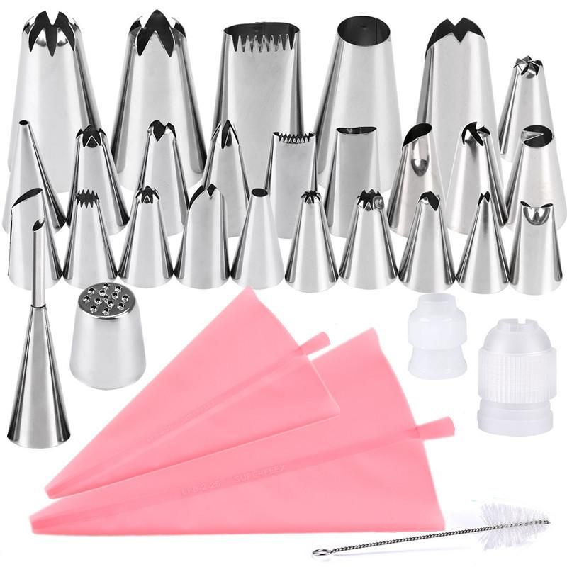 27pcs Pink Tulle Set Liquor Tips Bag Connector, Cake Tool - Image 1
