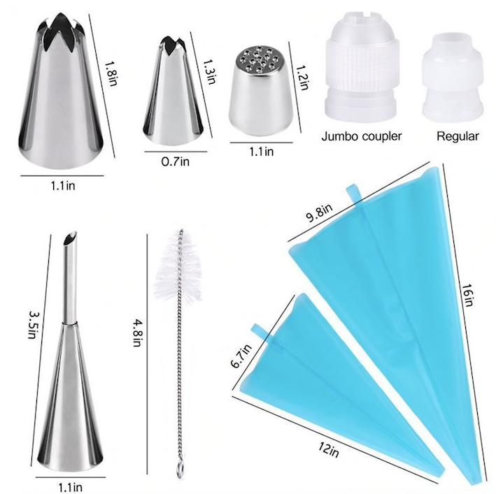27pcs Liquor Tips, Bag & Connector Cake Decorating Tool Set, Turquoise - Image 2