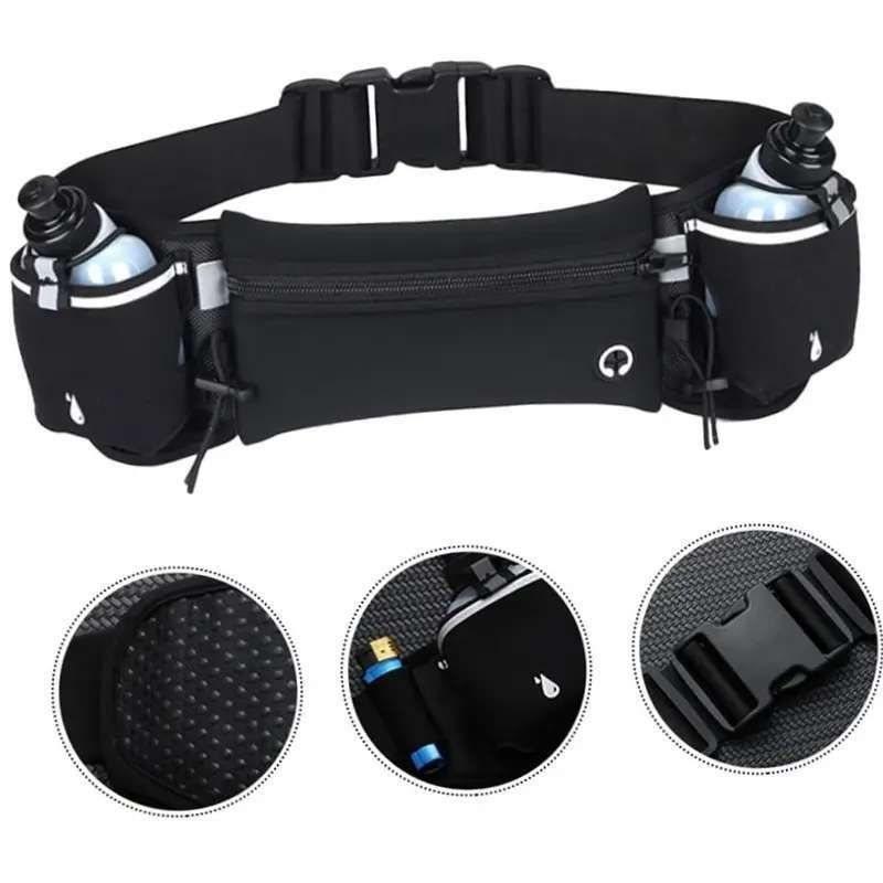 Running Belt with Water Bottles for Active People, Black - Image 1