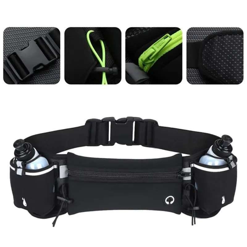 Running Belt with Water Bottles for Active People, Black - Image 3