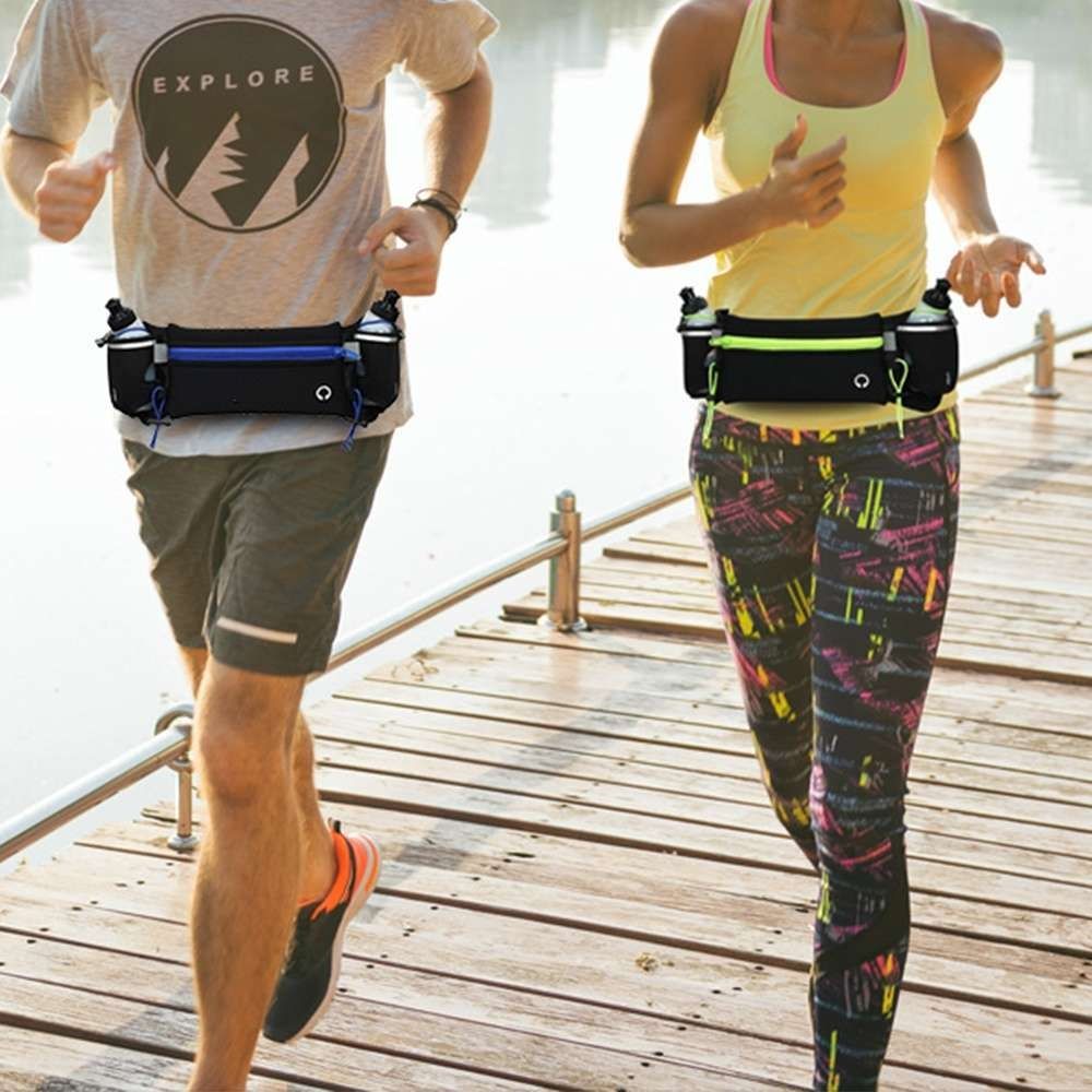 Running Belt with Water Bottles for Active People, Black - Image 4