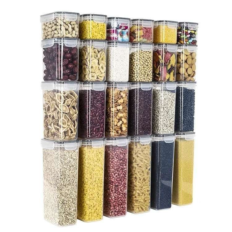24-Pack Airtight Storage Containers for Organized Pantry, Transparent with Labels - Image 3
