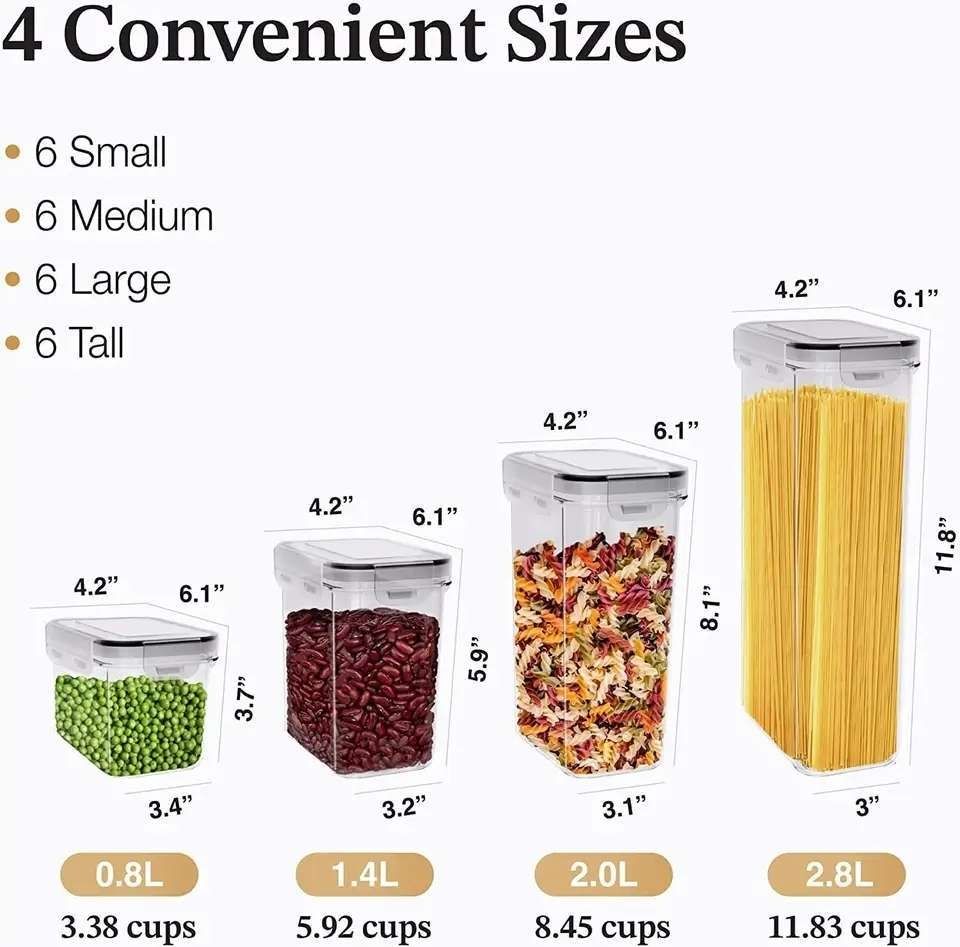 24-Pack Airtight Storage Containers for Organized Pantry, Transparent with Labels - Image 4