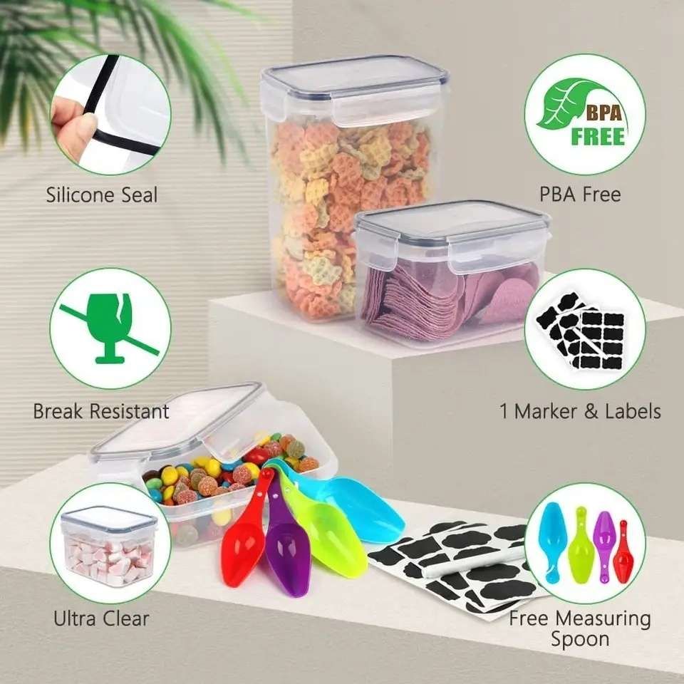 24-Pack Airtight Storage Containers for Organized Pantry, Transparent with Labels - Image 7