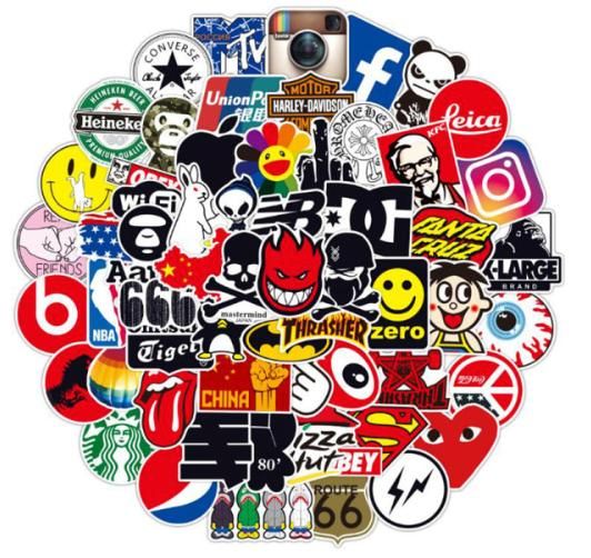 100pcs MultiColor Fashion Graffiti Stickers, Waterproof for Laptop Luggage Skate - Image 1