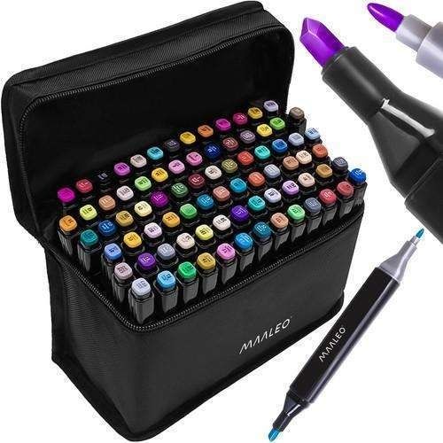 80-Pack Double-Sided MultiColor Marker Pens with Case - Image 1