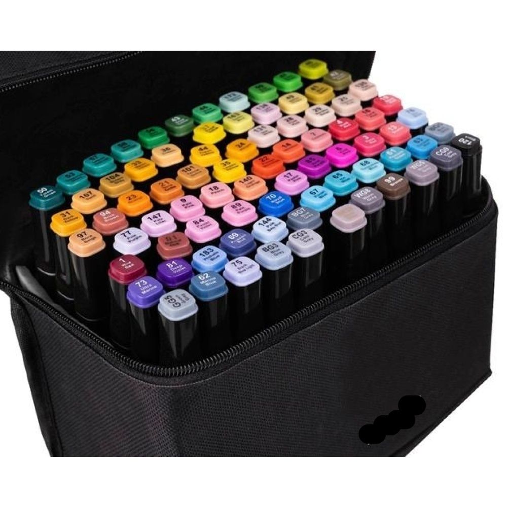 80-Pack Double-Sided MultiColor Marker Pens with Case - Image 1