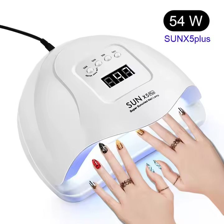 UV LED Nail Lamp 54W with 10s 30s 60s 99s Timer, White - Image 1