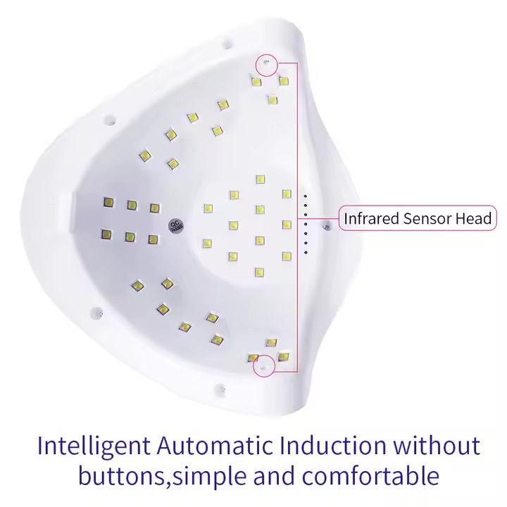 UV LED Nail Lamp 54W with 10s 30s 60s 99s Timer, White - Image 4