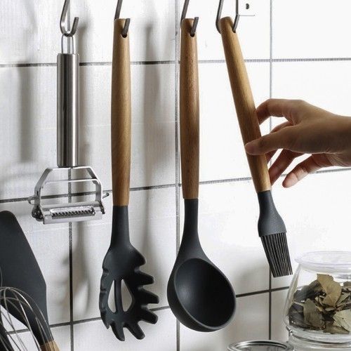 12pcs Black Heat Resistant Silicone Kitchen Utensils Set - Image 3