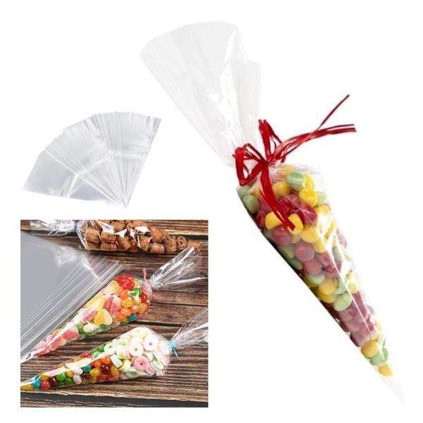 100-Pack Transparent Cellophane Cones and Bags - Image 1