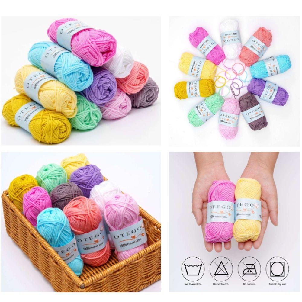 20-pack Cotton Knitting Crochet Yarn, 49m/roll, MultiColor - Image 2