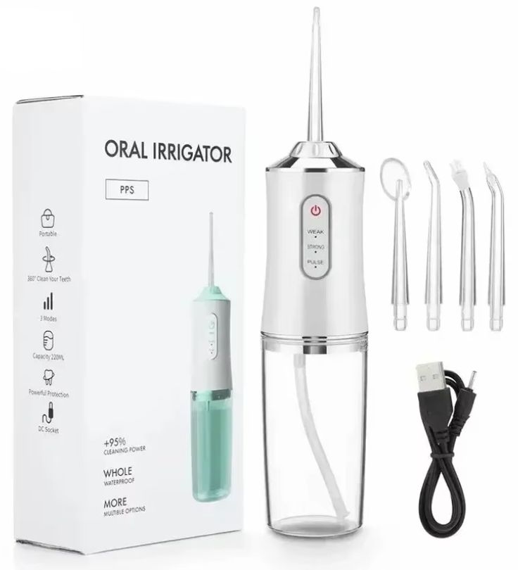 Portable Water Flosser Dental Irrigator, White, Compatible with Oral-B - Image 1