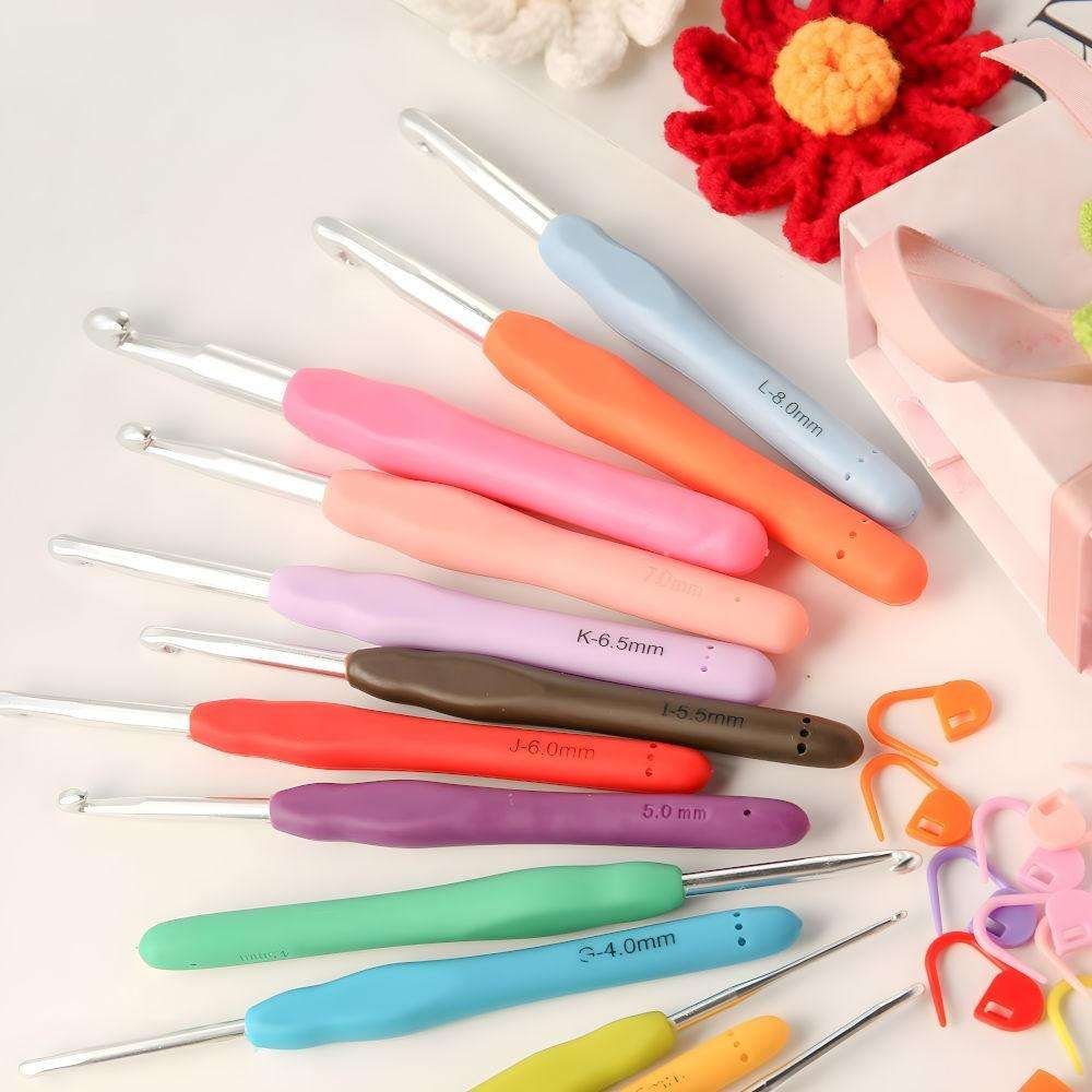 45-Piece Crochet Kit with Hooks, Markers, Tape Measure, MultiColor - Image 2
