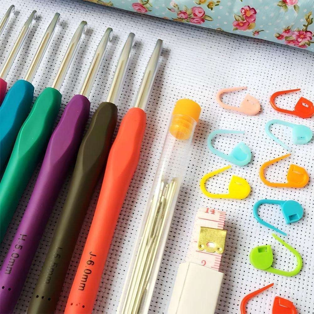 45-Piece Crochet Kit with Hooks, Markers, Tape Measure, MultiColor - Image 3