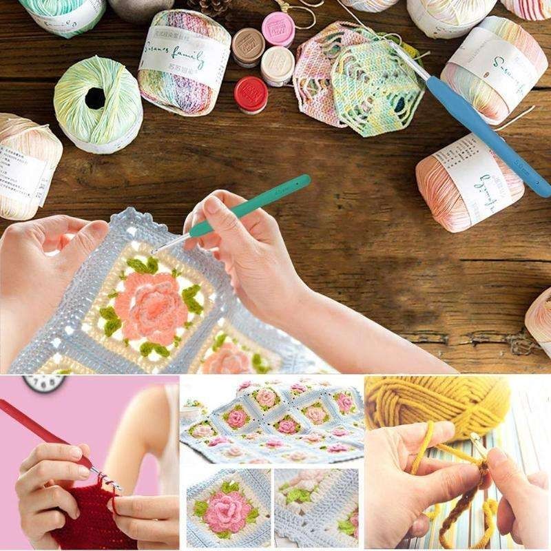 45-Piece Crochet Kit with Hooks, Markers, Tape Measure, MultiColor - Image 4