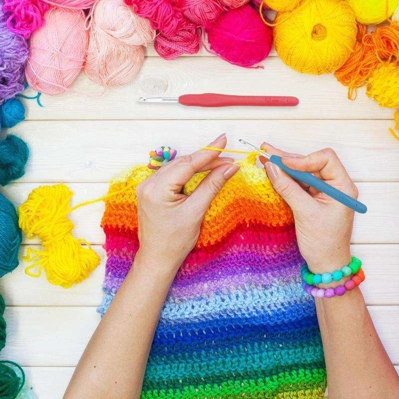 45-Piece Crochet Kit with Hooks, Markers, Tape Measure, MultiColor - Image 5