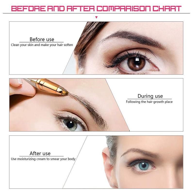 Epilator Trimmer for Eyebrows Facial Hair Nose Hair Bikini Line, PinkGold - Image 2