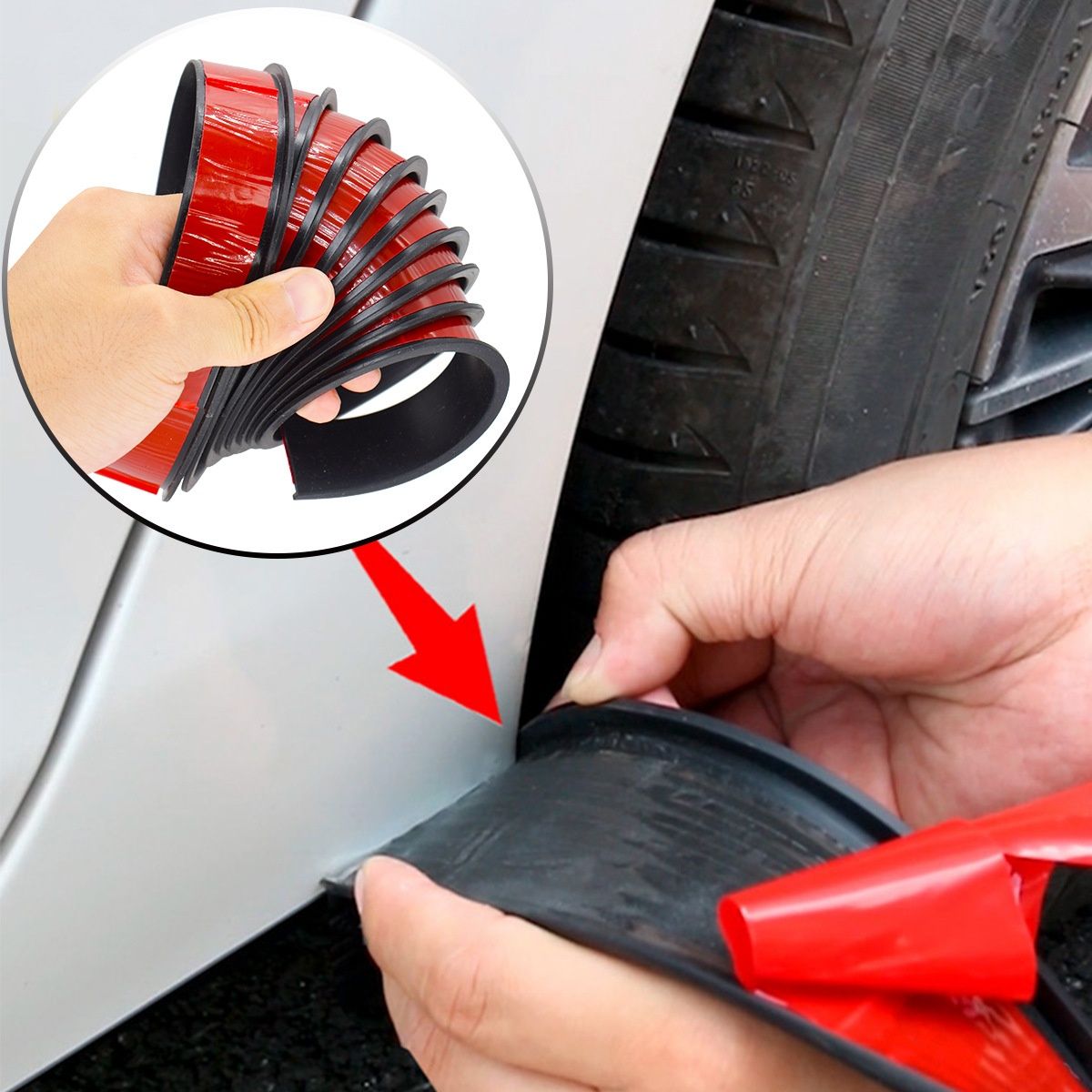 1.5m Universal Fender Flares Car Wheel Arch Mudguards, Black - Image 3