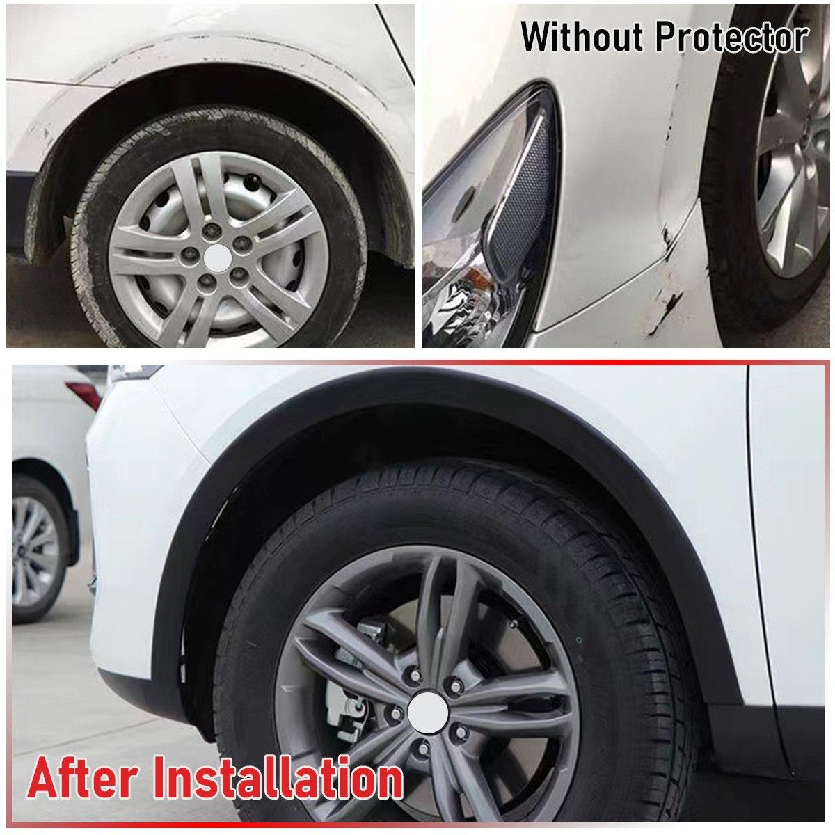 1.5m Universal Fender Flares Car Wheel Arch Mudguards, Black - Image 5