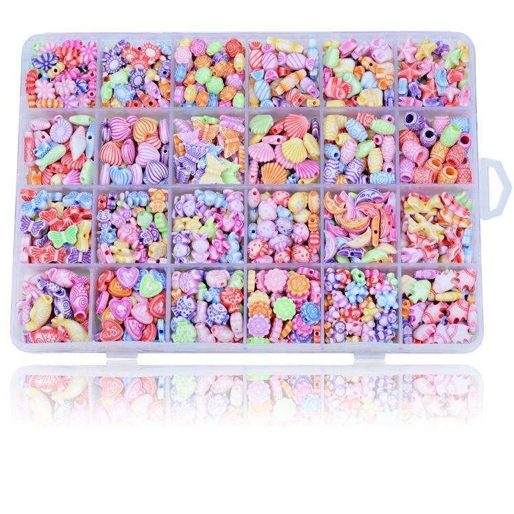 500pcs Acrylic Beads Mix for Jewelry Making, DIY Bead Box, MultiColor - Image 1