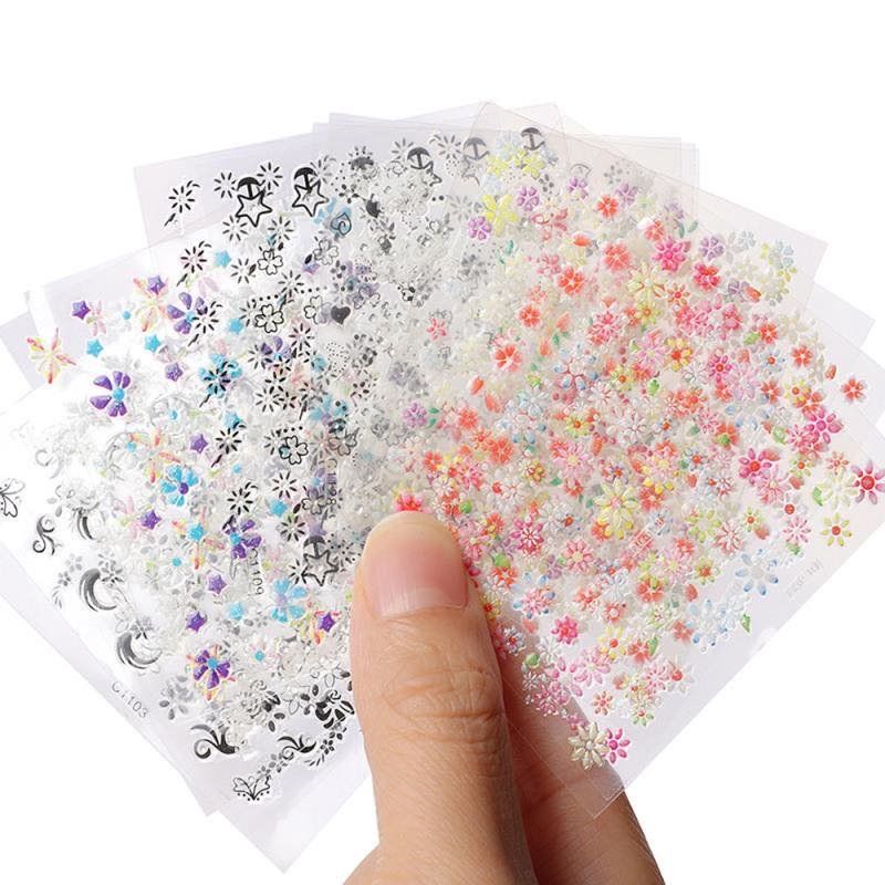10 Sheets Self-Adhesive Nail Decorations Multi-Color - Image 1