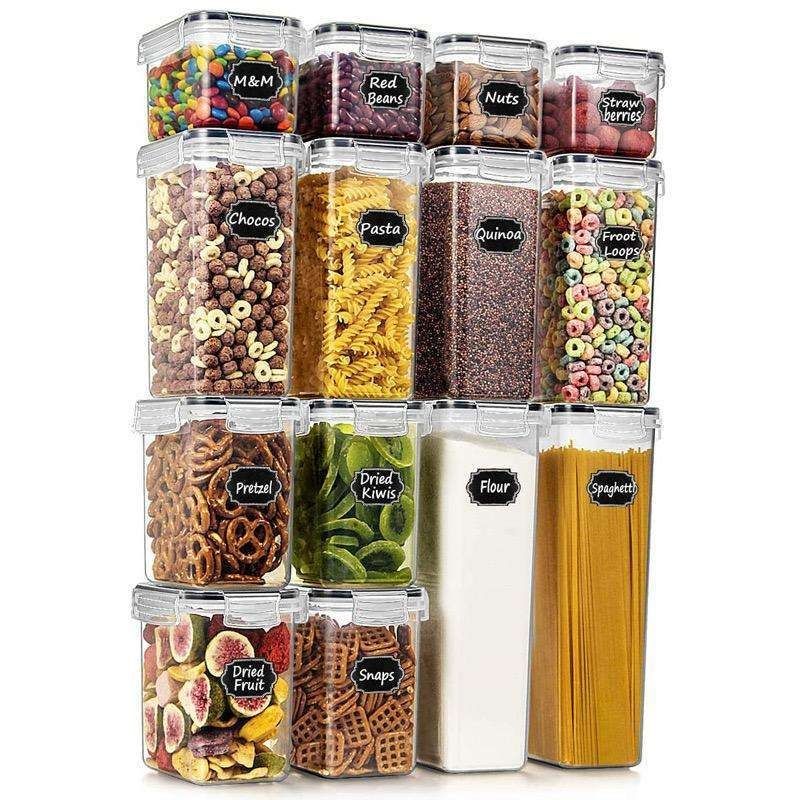 14-pack Transparent Food Storage Jars with Airtight Lids Kit - Image 1