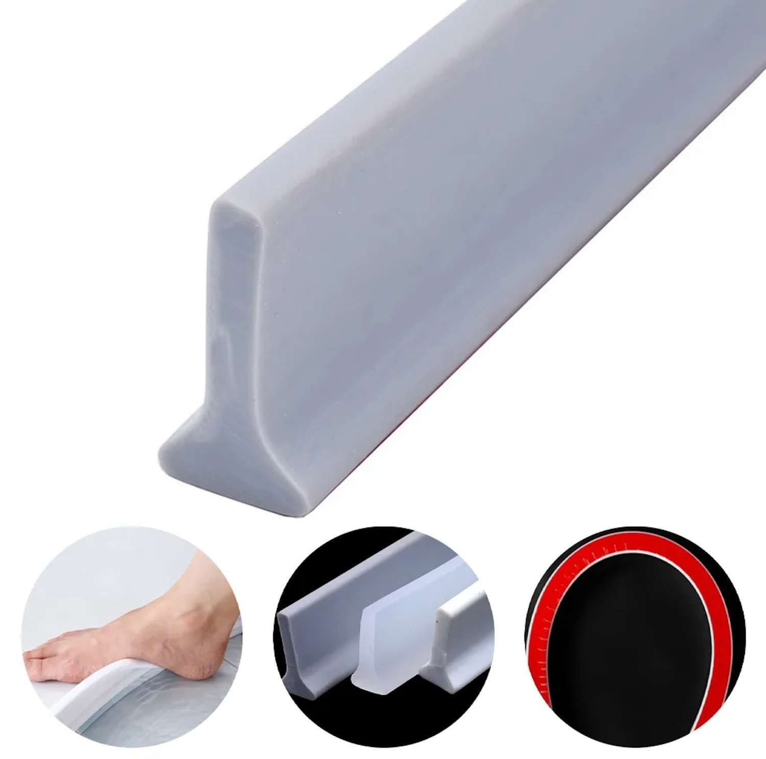 200cm Water Stopper Water Retaining Strip for Shower and Bathroom, White - Image 1