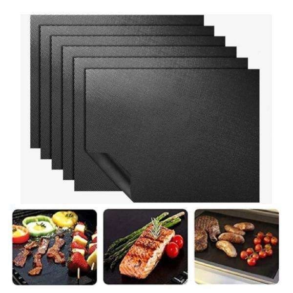 6-Pack Non Stick Grill Mat Oven Mat Baking Mat, 40x33cm, Black - Image 1