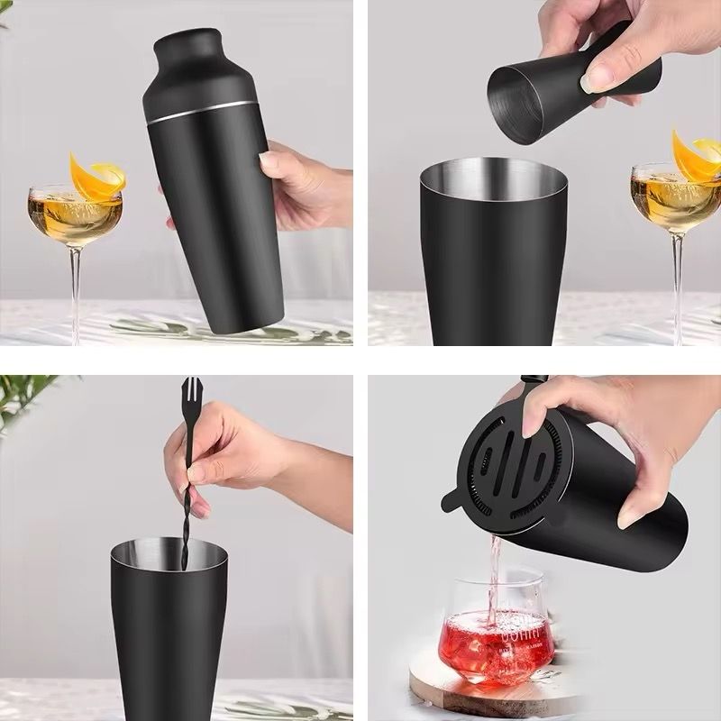 Stainless Steel Cocktail Shaker Set, Matte Black - Image 3