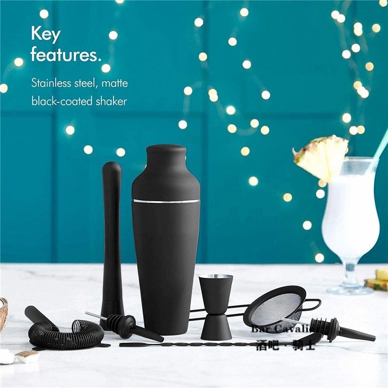 Stainless Steel Cocktail Shaker Set, Matte Black - Image 5