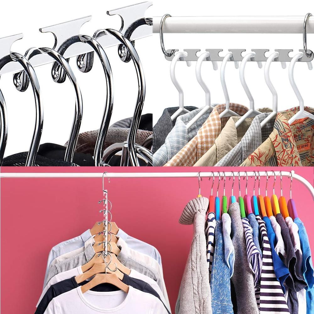Silver Clothes Hanger Organizer with Connection Hook - Image 2