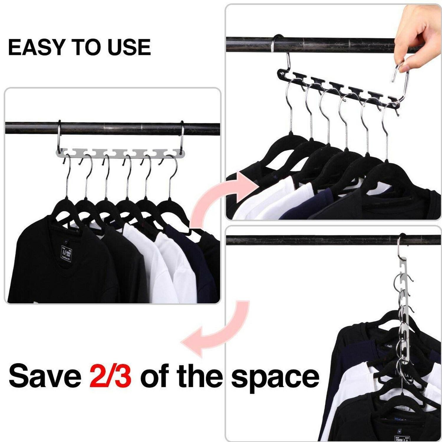 Silver Clothes Hanger Organizer with Connection Hook - Image 3