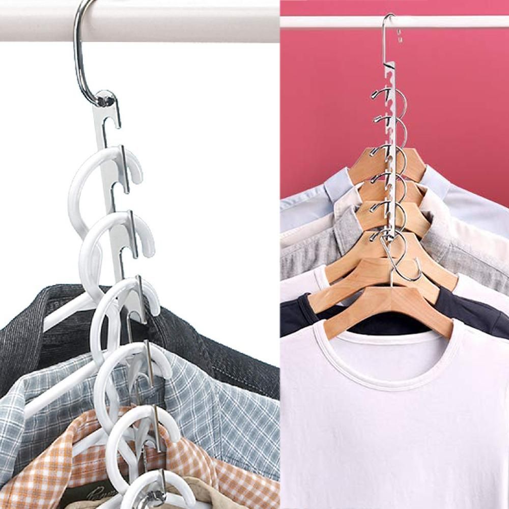 Silver Clothes Hanger Organizer with Connection Hook - Image 4