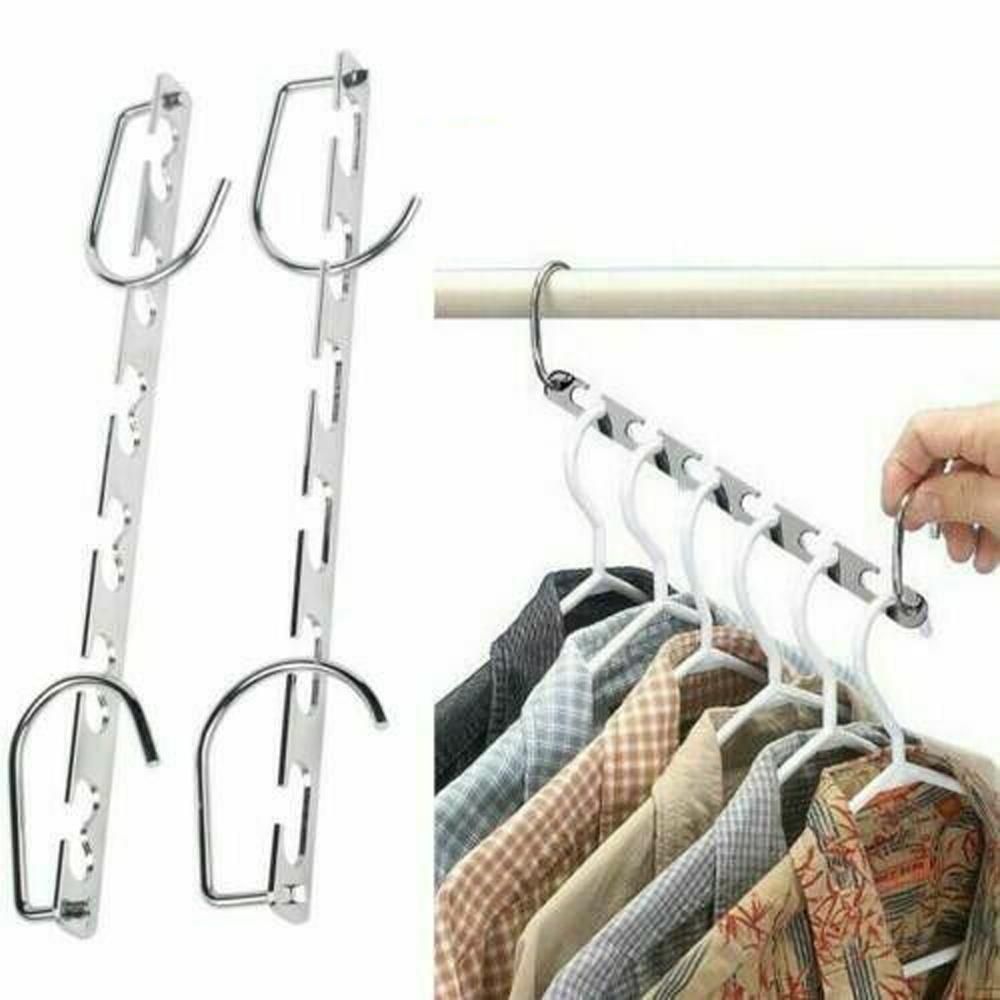 Silver Clothes Hanger Organizer with Connection Hook - Image 5