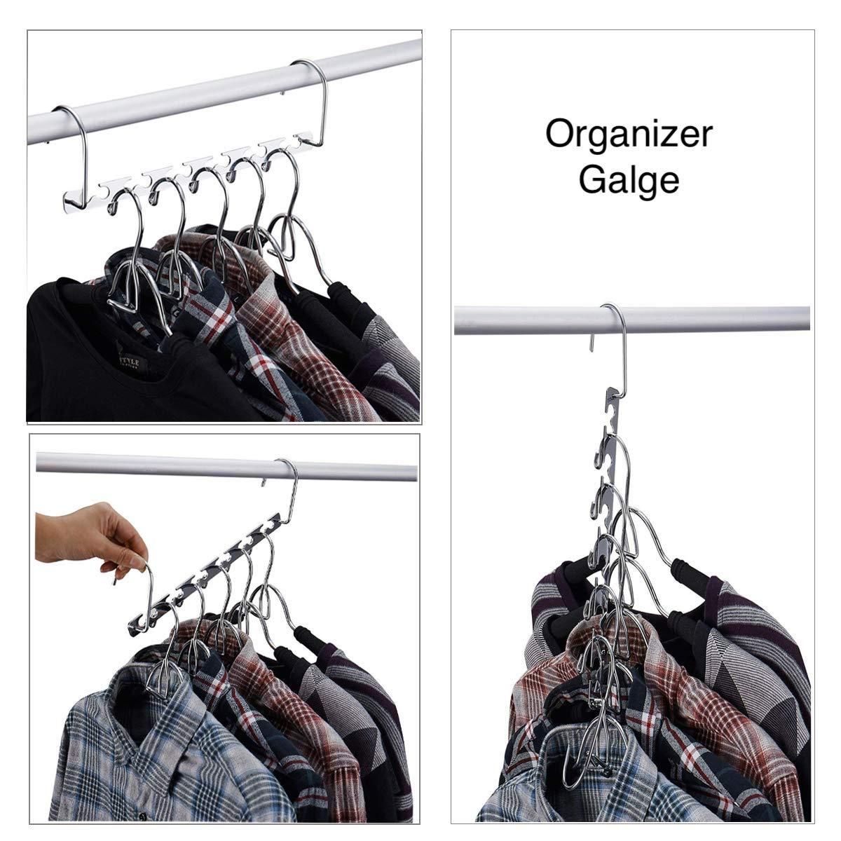 Silver Clothes Hanger Organizer with Connection Hook - Image 6