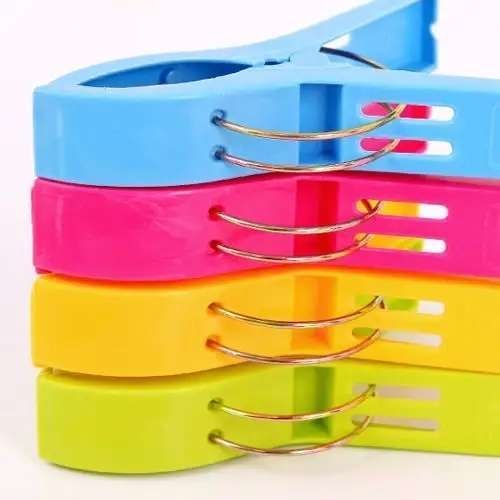 12 pcs Large Clothes Pegs, MultiColor, for Towel and Beach Towel - Image 1