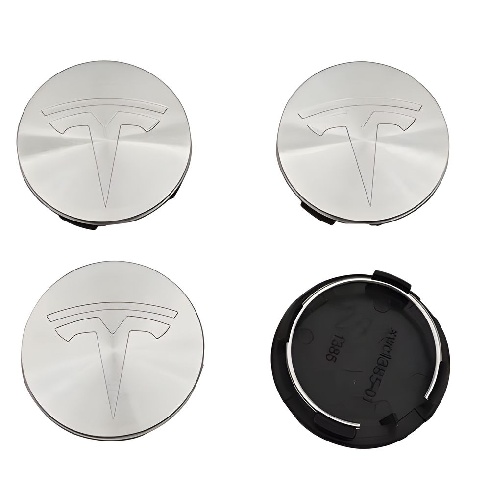 4-Pack Tesla Wheel Hub Caps, 56mm, Silver - Compatible with Tesla - Image 1