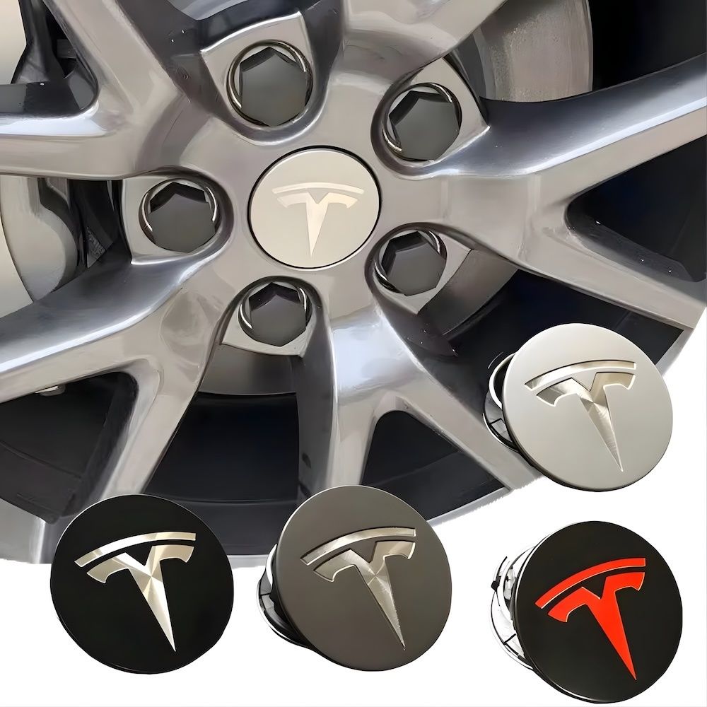 4-Pack Tesla Wheel Hub Caps, 56mm, Silver - Compatible with Tesla - Image 2