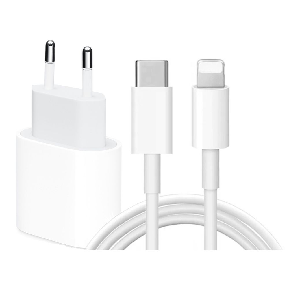 20W Fast Charger with 2m USB-C Cable, White, Compatible with iPhone - Image 1