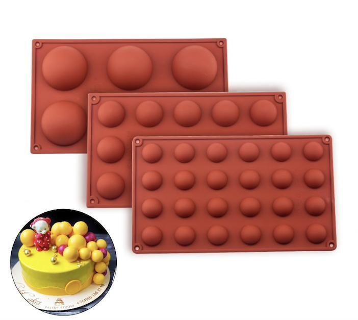 24-Piece Silicone Mold for Ice Chocolate Jelly, Brown Hemisphere Ball Mold 6/8/15/24 - Image 3