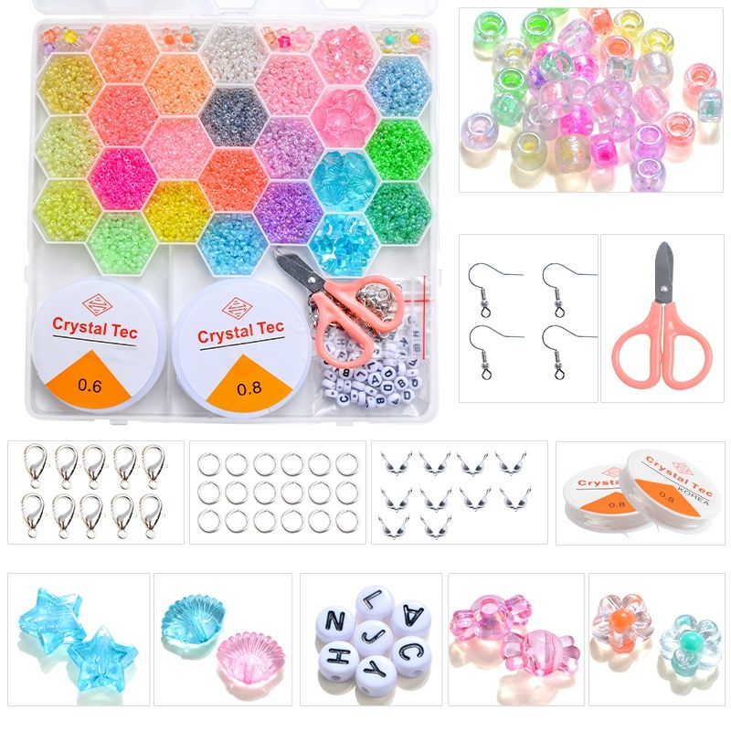Glow in the Dark Bead Set DIY Kit with Wire and Accessories, Multicolor - Image 1