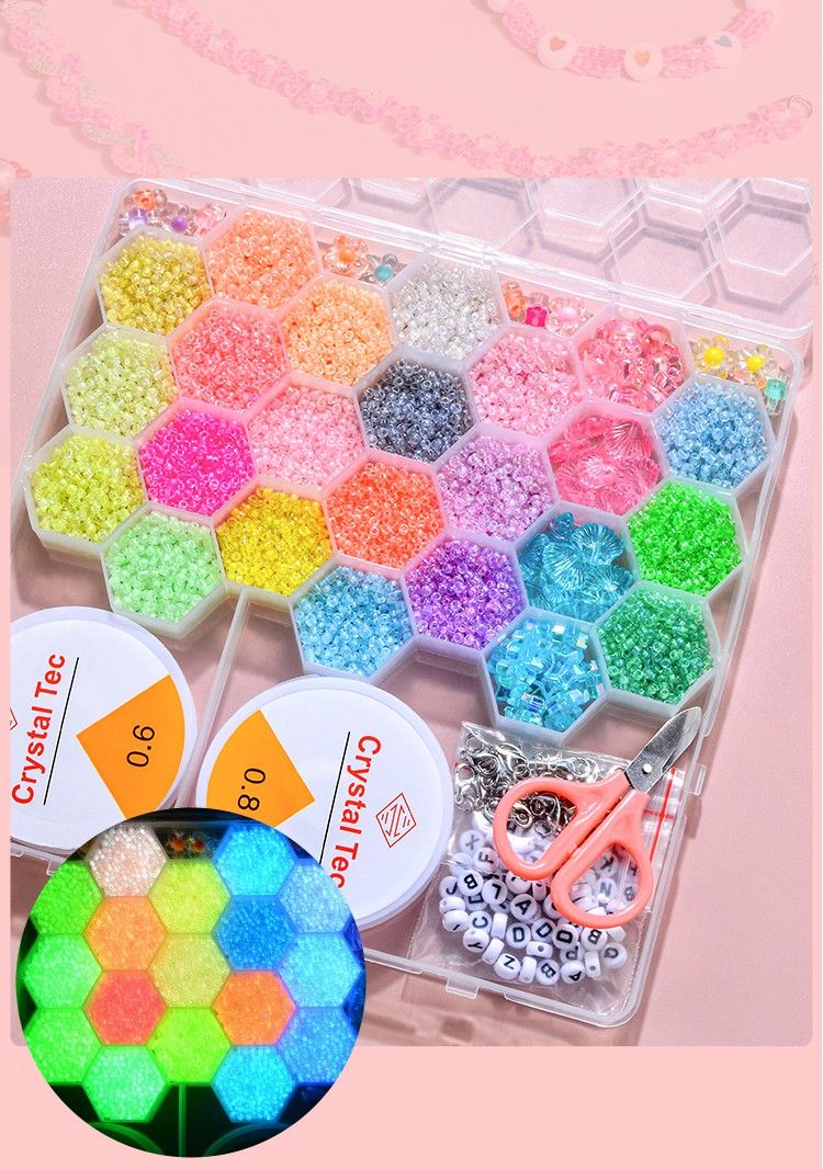 Glow in the Dark Bead Set DIY Kit with Wire and Accessories, Multicolor - Image 4