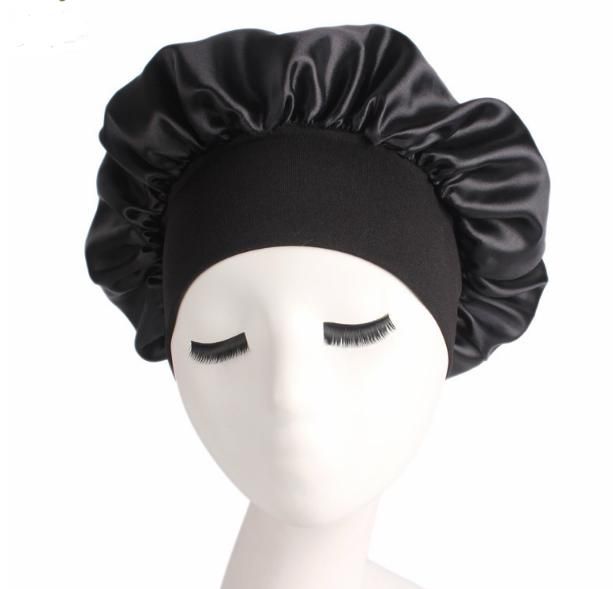 Satin Sleep Cap Black, One Size - Image 1