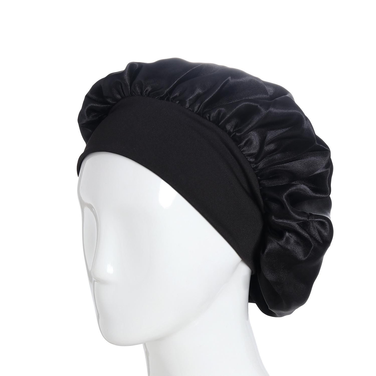 Satin Sleep Cap Black, One Size - Image 2