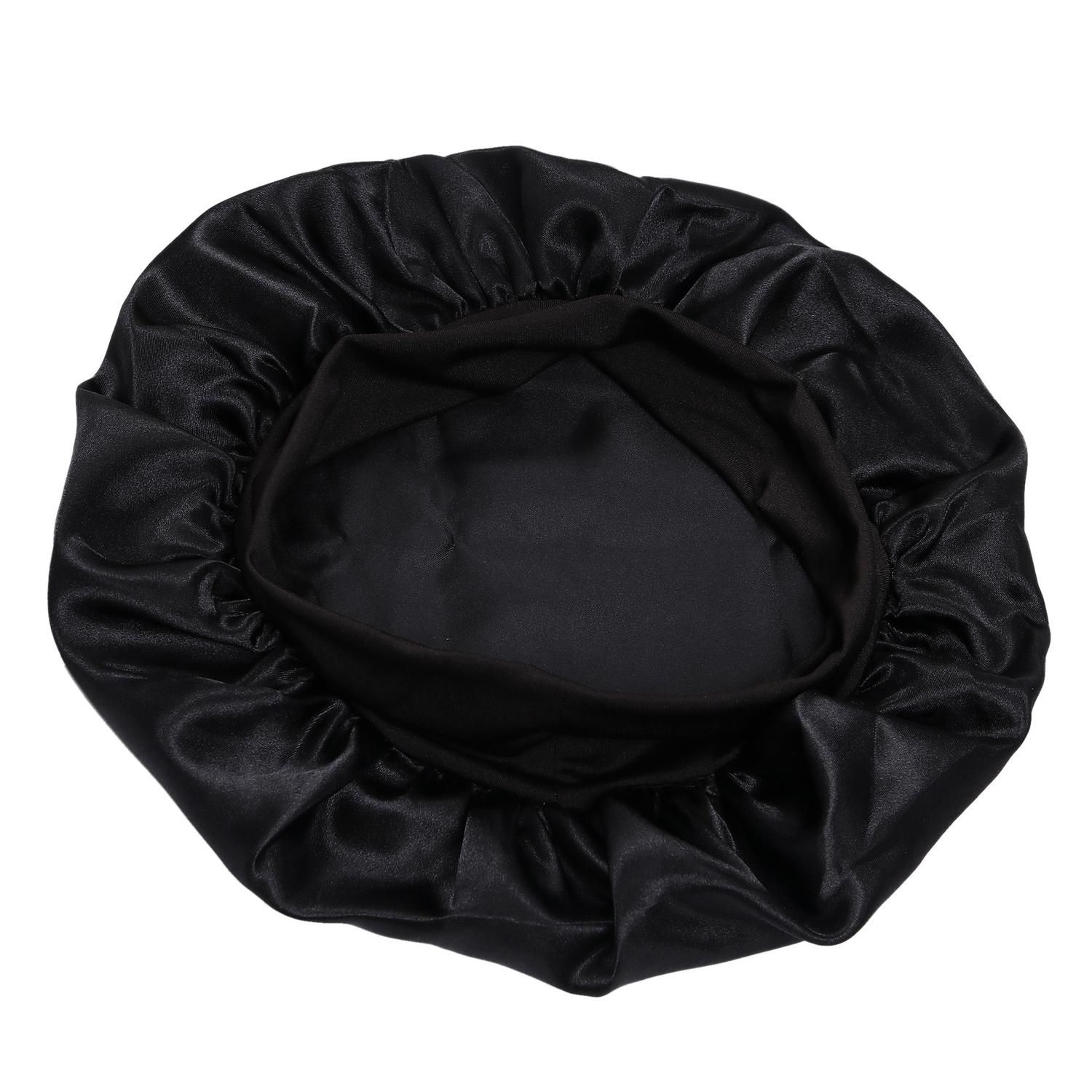 Satin Sleep Cap Black, One Size - Image 3