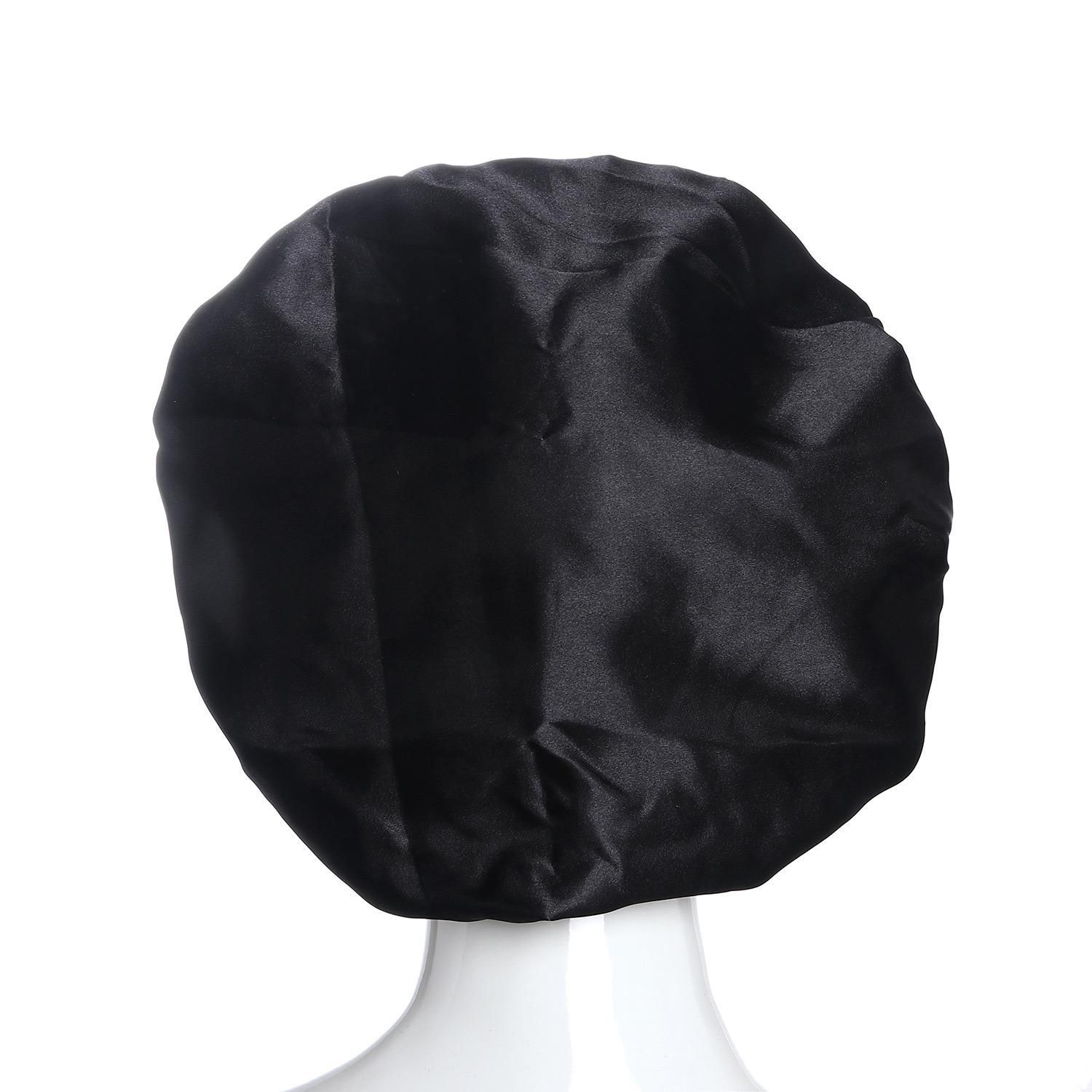Satin Sleep Cap Black, One Size - Image 4