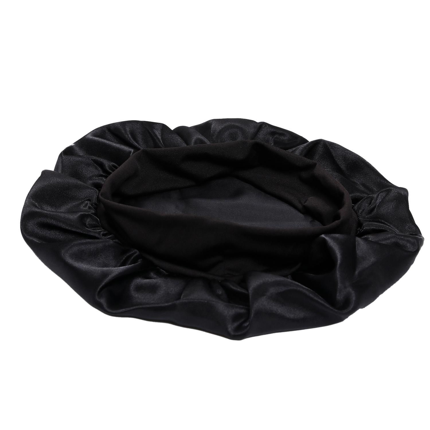 Satin Sleep Cap Black, One Size - Image 5
