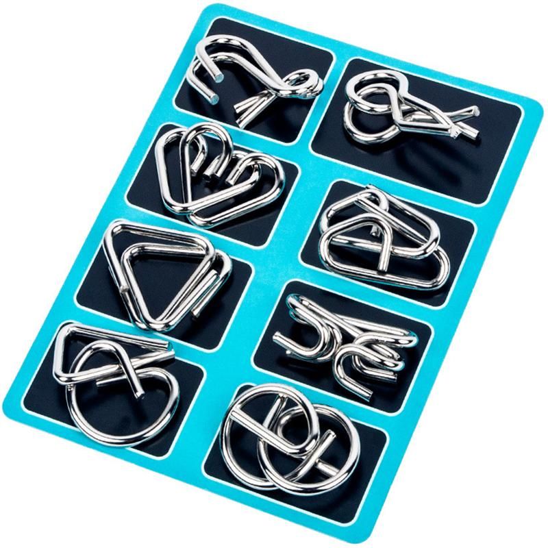 Blue Metal Puzzle Brain Teaser for Brain Training - Image 1